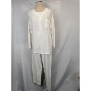 Vintage Delicates Pajamas Set Womens Small White Waffle Knit Thermal Floral 2pc